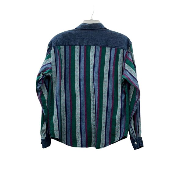 Vintage 90s Huntington Ridge Denim Shirt Womens M 1993 Striped Button Up - Picture 2 of 13